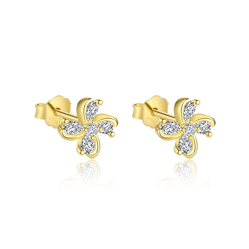 S925 Sterling Silver Four-leaf Clover Earrings for Women