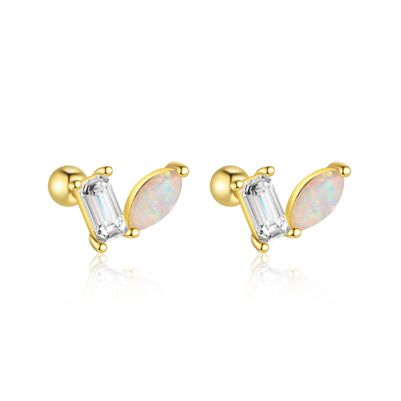S925 Sterling Silver Star and Moon Zirconia Round Head Earrings Set for Women