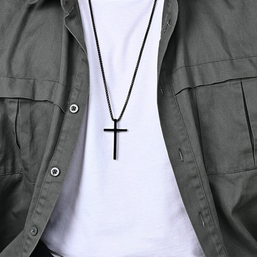 Sleek and Bold Stainless Steel Cross Necklace for Women Men Gothic Jewelry