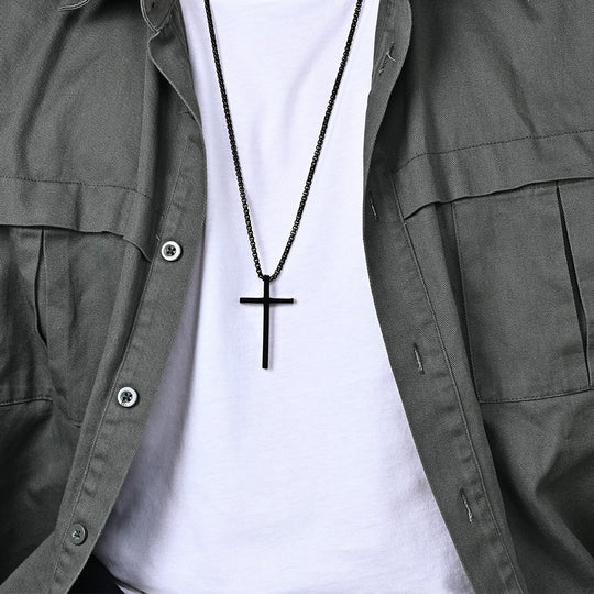 Sleek and Bold Stainless Steel Cross Necklace for Women Men Gothic Jewelry