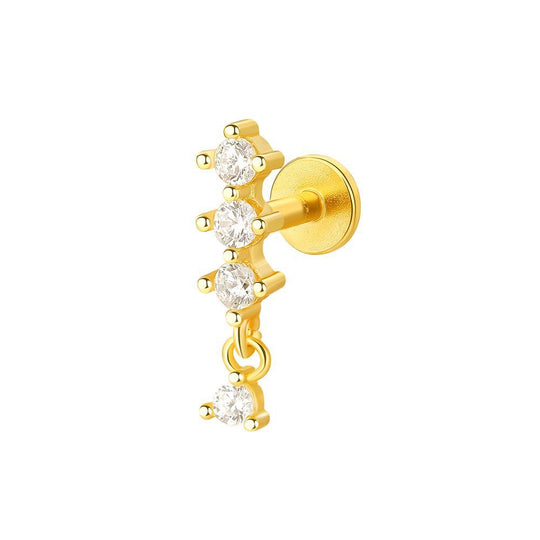 S925 Sterling Silver Geometric Zirconia Stud Earrings