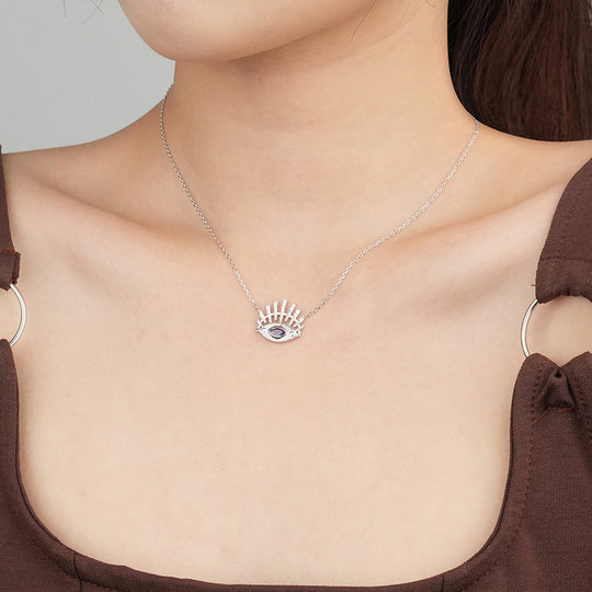 S925 Sterling Silver Devil's Eye Zirconia Necklace for Women