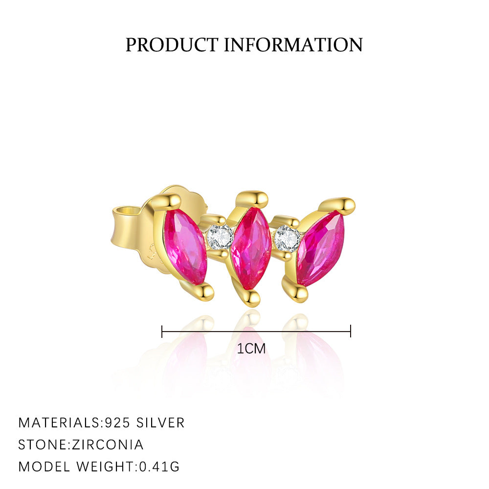 S925 Sterling Silver French Colored Zirconia Earrings for Women