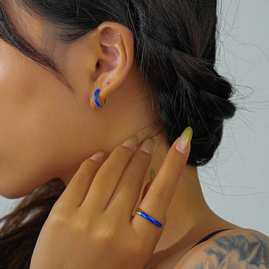 S925 Sterling Silver Treasure Blue Drip Earrings