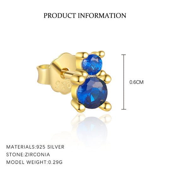 S925 Sterling Silver French Colored Zirconia Earrings for Women