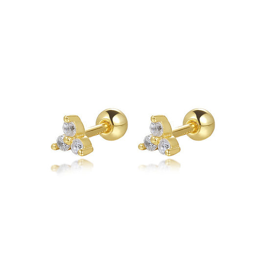 S925 Sterling Silver Triangle Colored Zirconia Stud Earrings
