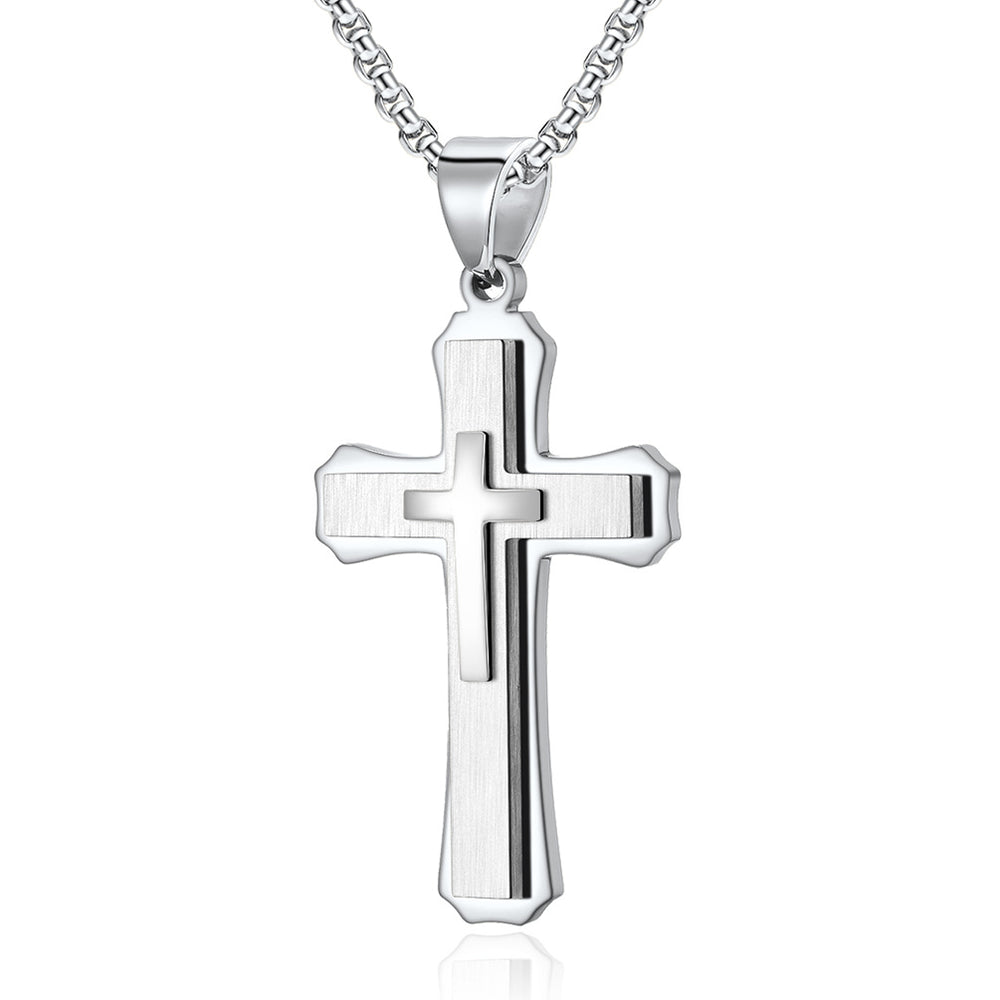 316 Stainless Steel Two-Tone Cross Necklace