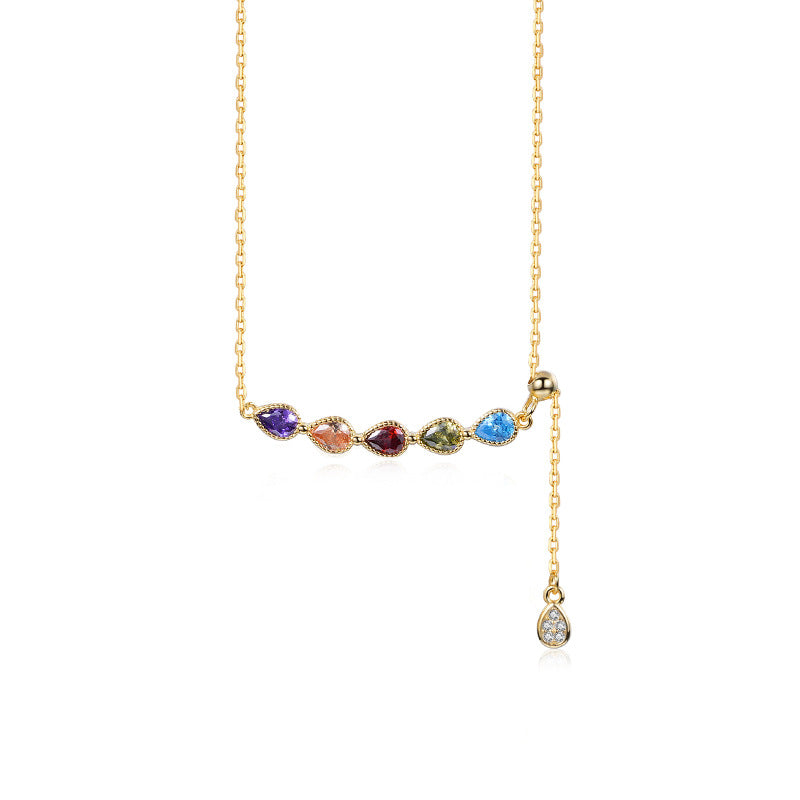 S925 Rainbow Drops Zirconia Necklace for Women