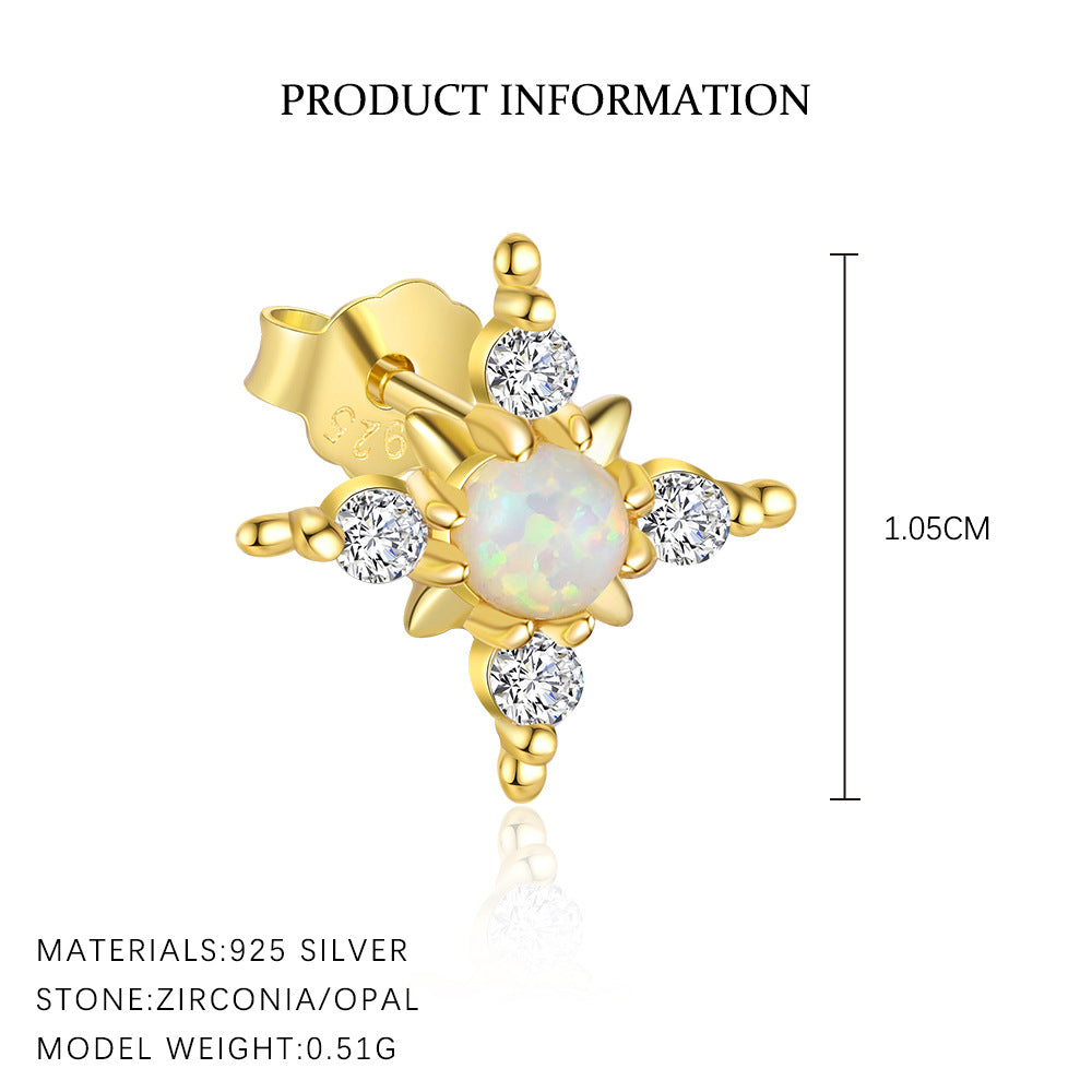 S925 Sterling Silver Star Tassel Diamond Stud Earrings Female