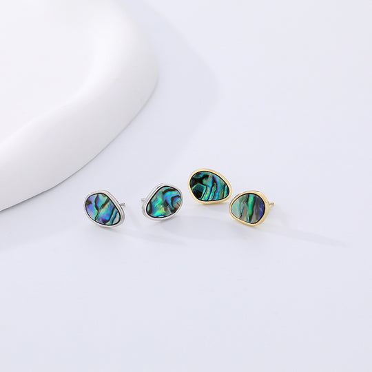 S925 Sterling Silver Vintage Abalone Shell Earrings For Women