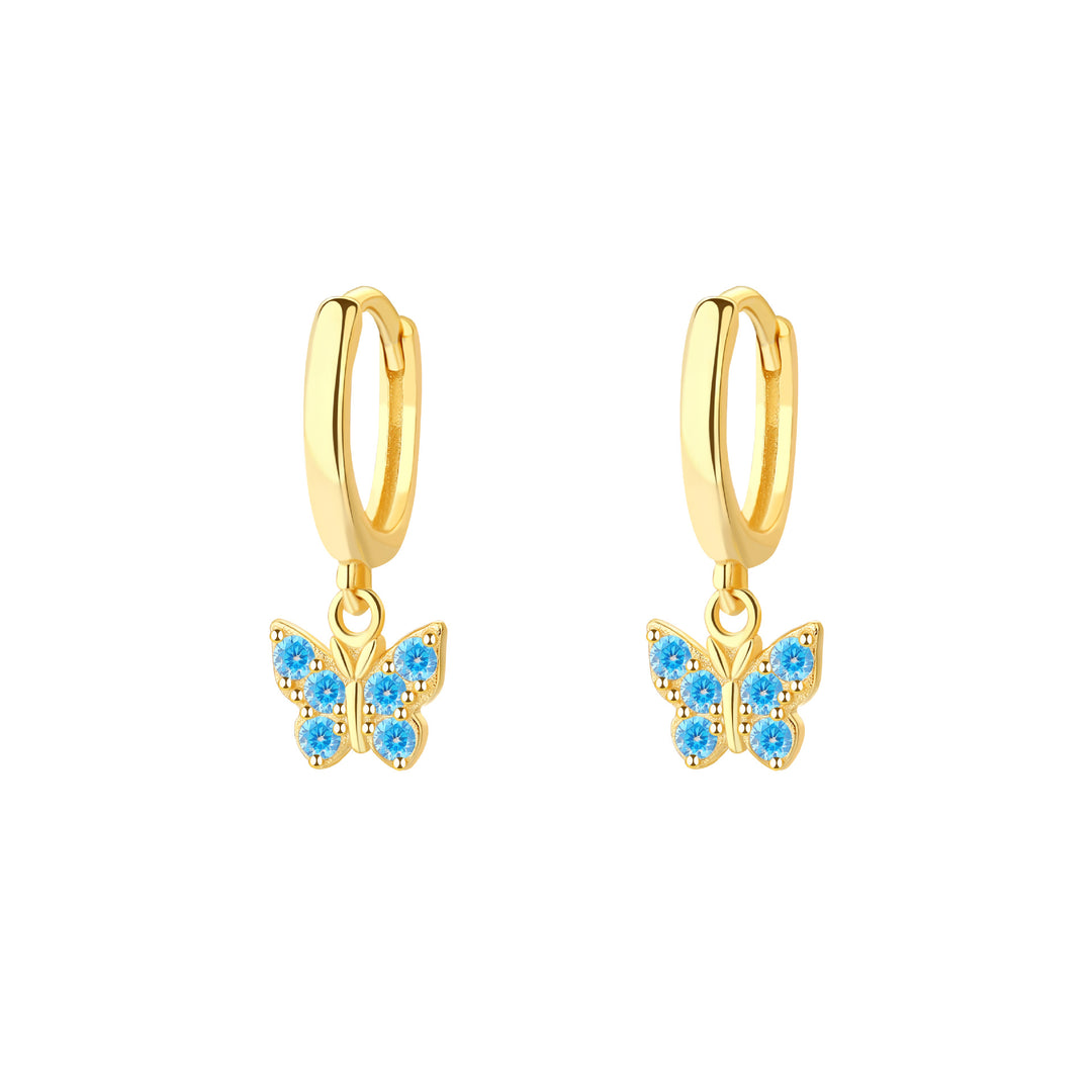 S925 Sterling Silver Butterfly Zircon Earrings