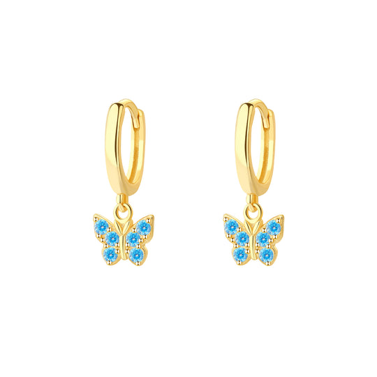 S925 Sterling Silver Butterfly Zircon Earrings