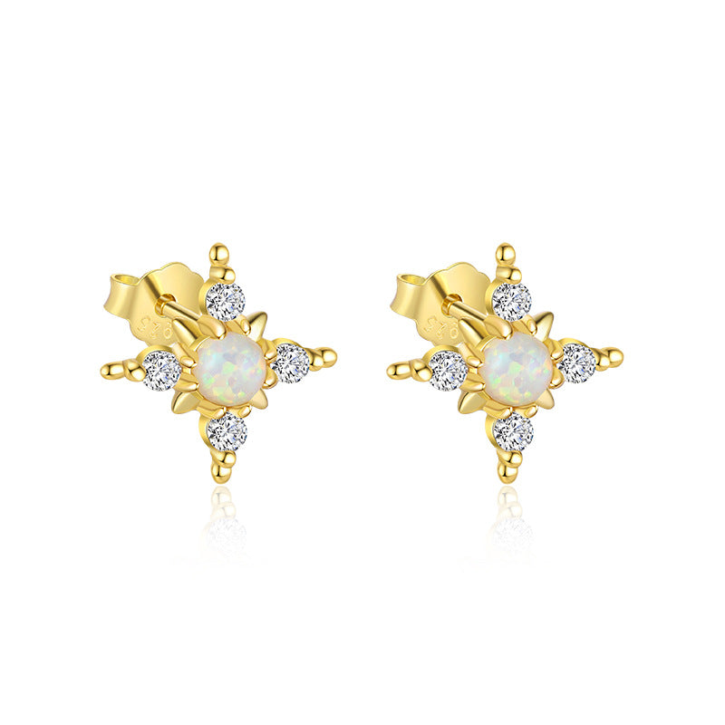 S925 Sterling Silver Star Tassel Diamond Stud Earrings Female