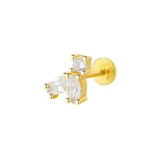 S925 Sterling Silver Geometric Zirconia Stud Earrings