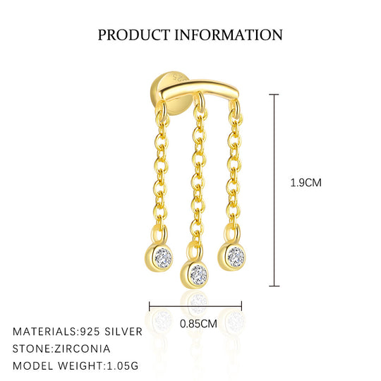 S925 Sterling Silver Round Diamond Stud Earrings For Women