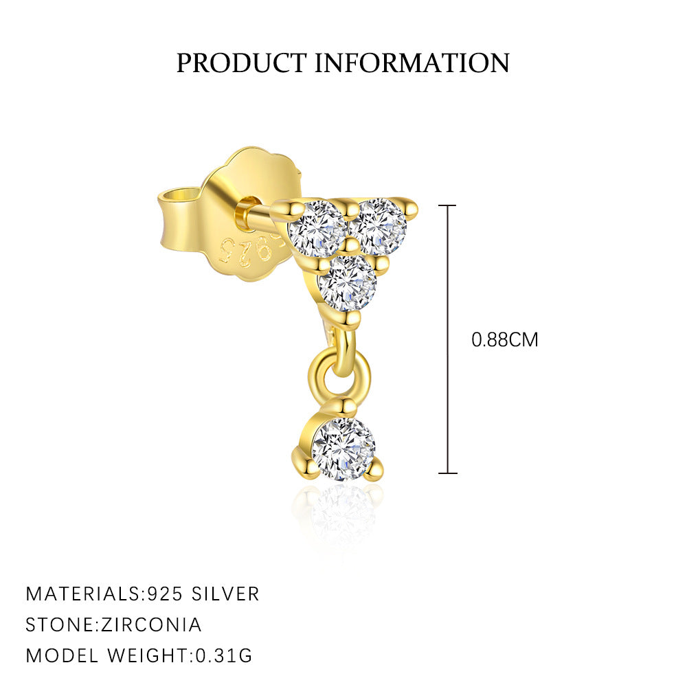 S925 Sterling Silver French Colored Zirconia Earrings for Women