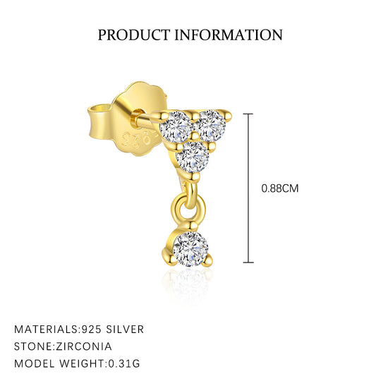 S925 Sterling Silver French Colored Zirconia Earrings for Women
