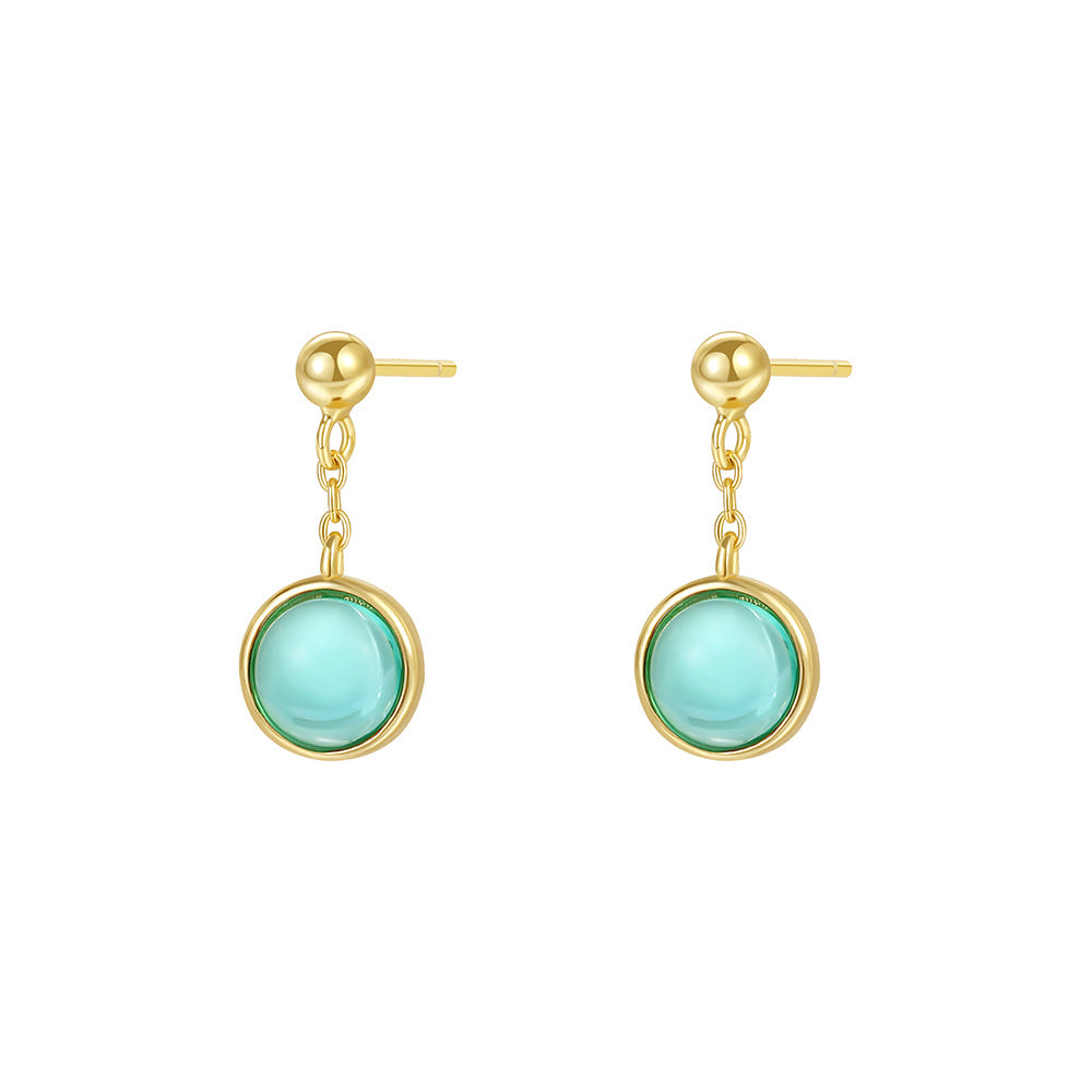 S925 Sterling Silver Colored Zirconia Round Earrings for Women