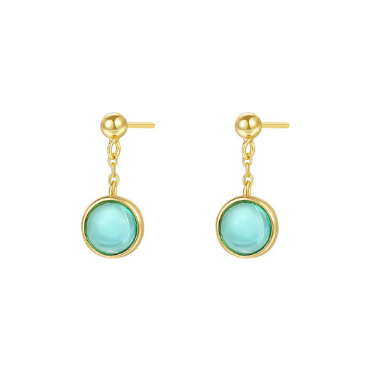 S925 Sterling Silver Colored Zirconia Round Earrings for Women
