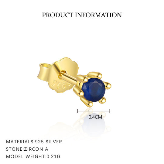 S925 Sterling Silver French Colored Zirconia Earrings for Women