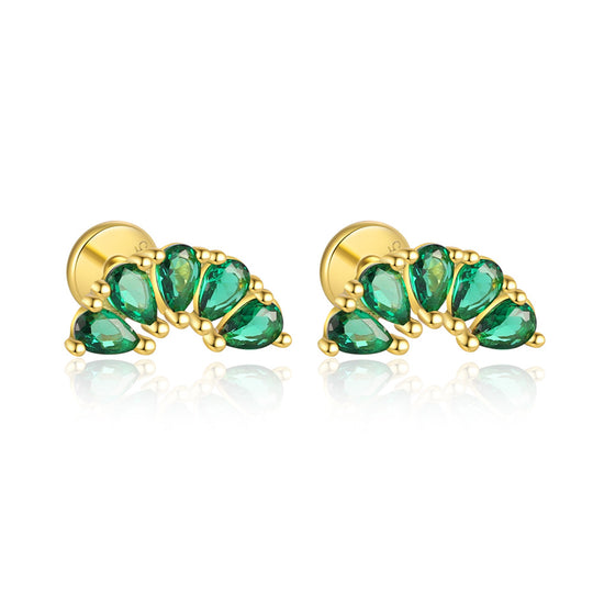 S925 Sterling Silver Green Zirconia Earrings for Women