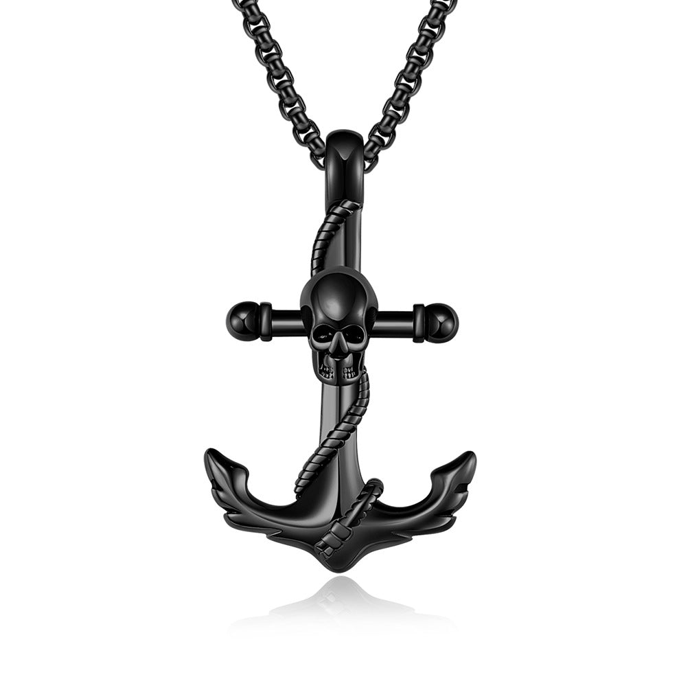 Skull and Anchor Stainless Steel Necklace Stainless Steel Gothic Jewelry