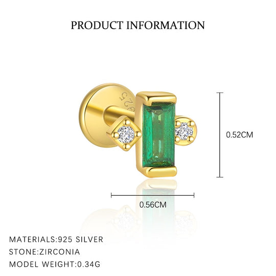 S925 Sterling Silver Green Zirconia Earrings for Women