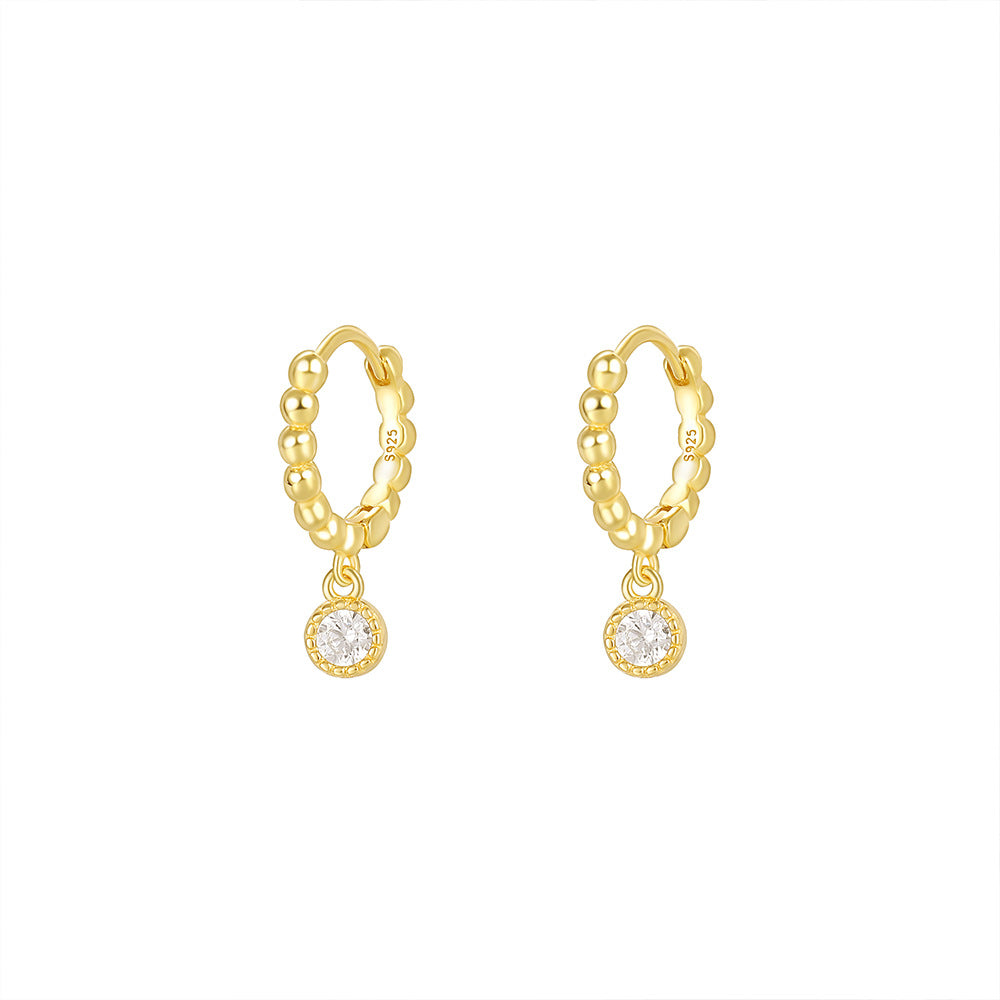 S925 Sterling Silver Zirconia Round Earrings