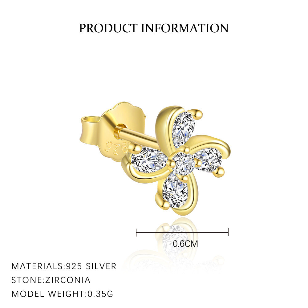 S925 Sterling Silver Four-leaf Clover Earrings for Women