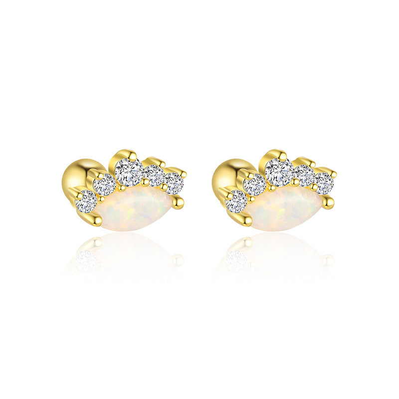 S925 Sterling Silver Star and Moon Zirconia Round Head Earrings Set for Women