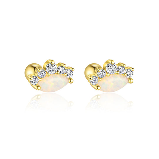 S925 Sterling Silver Star and Moon Zirconia Round Head Earrings Set for Women