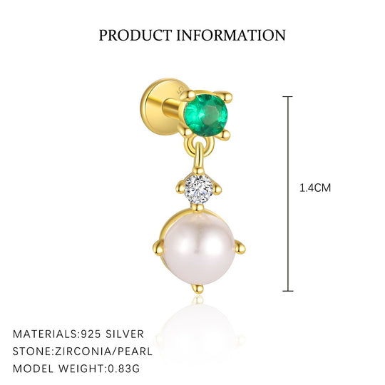 S925 Sterling Silver Green Zirconia Earrings for Women