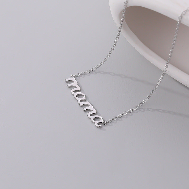 S925 Sterling Silver Letter MAMA Necklace