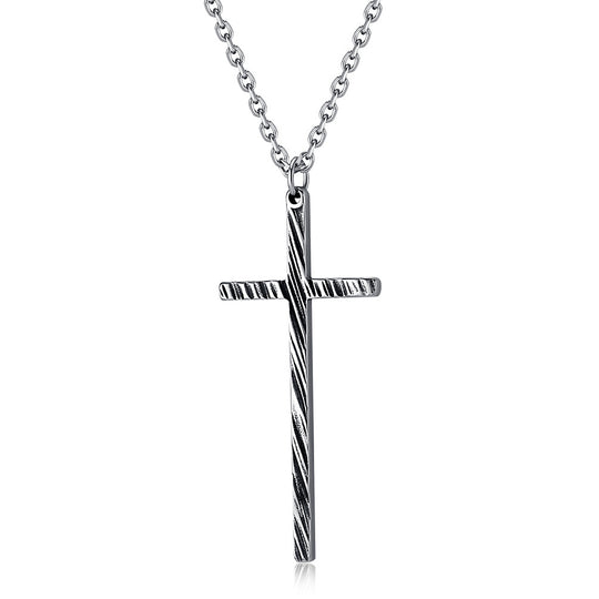 Minimalist Cool-toned Unisex Vintage Stainless Steel Cross Necklace Gothic Jewelry
