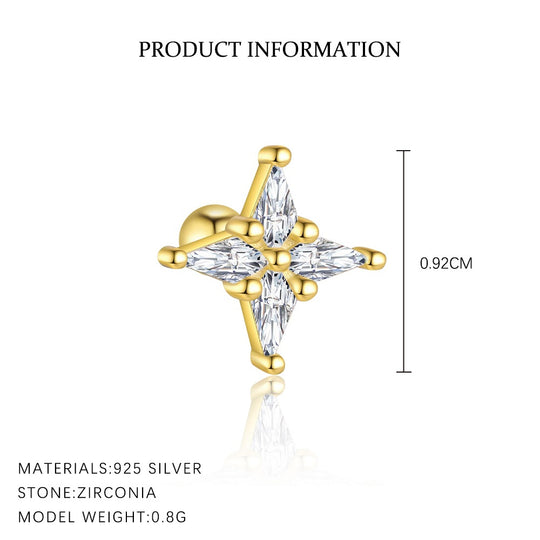 S925 Sterling Silver French Zirconia Round Head Earrings for Women