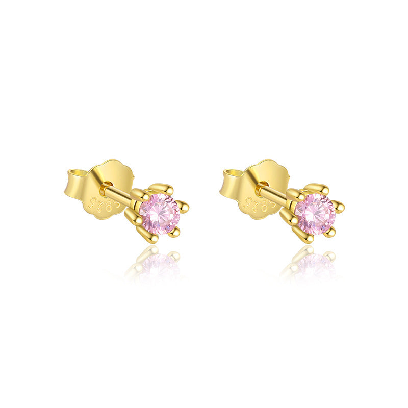 S925 Sterling Silver French Colored Zirconia Earrings for Women