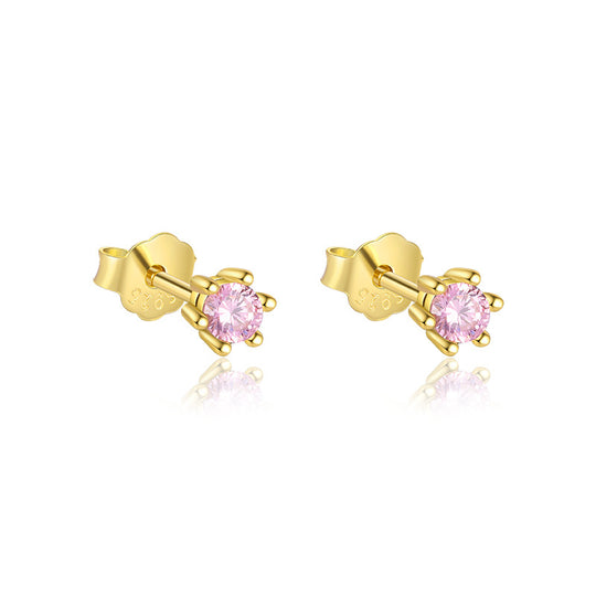 S925 Sterling Silver French Colored Zirconia Earrings for Women