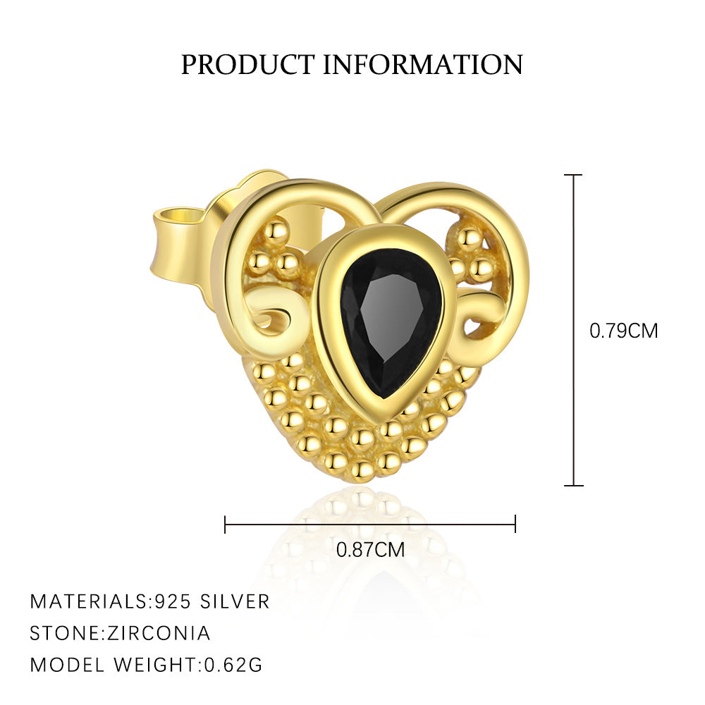 S925 Sterling Silver Animal Black Zirconia Personalized Earrings For Women