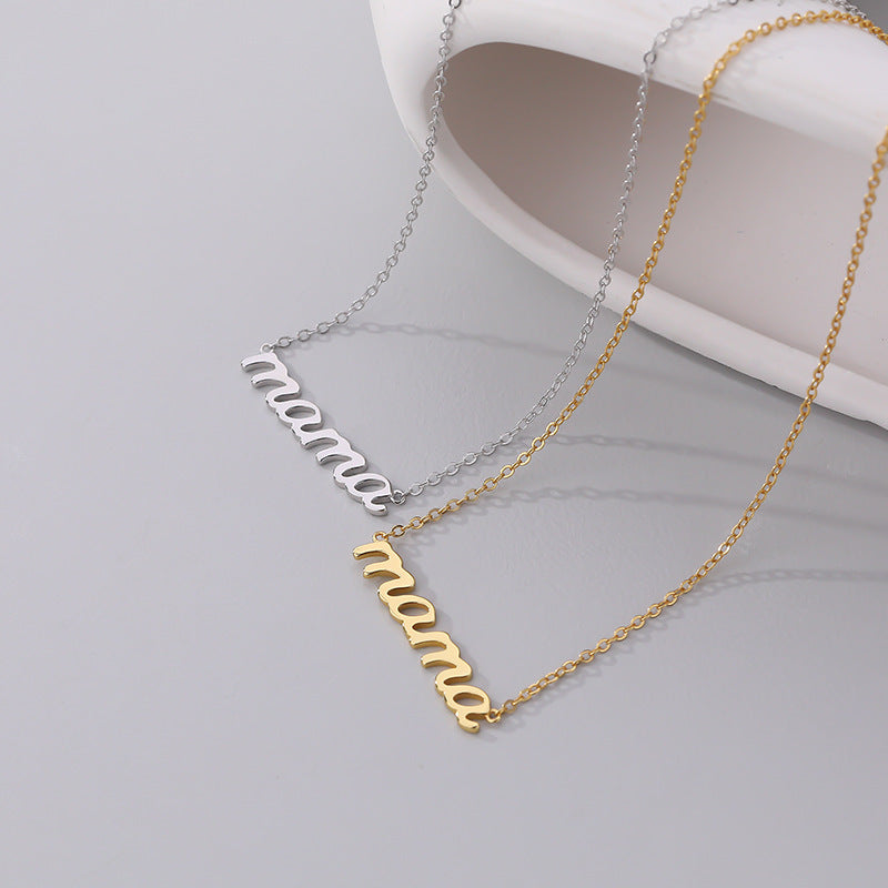 S925 Sterling Silver Letter MAMA Necklace