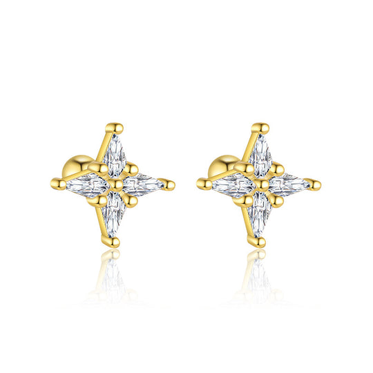 S925 Sterling Silver French Zirconia Round Head Earrings for Women
