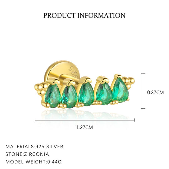 S925 Sterling Silver Green Zirconia Earrings for Women