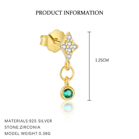 S925 Sterling Silver Green Zirconia Fashion Earrings for Women
