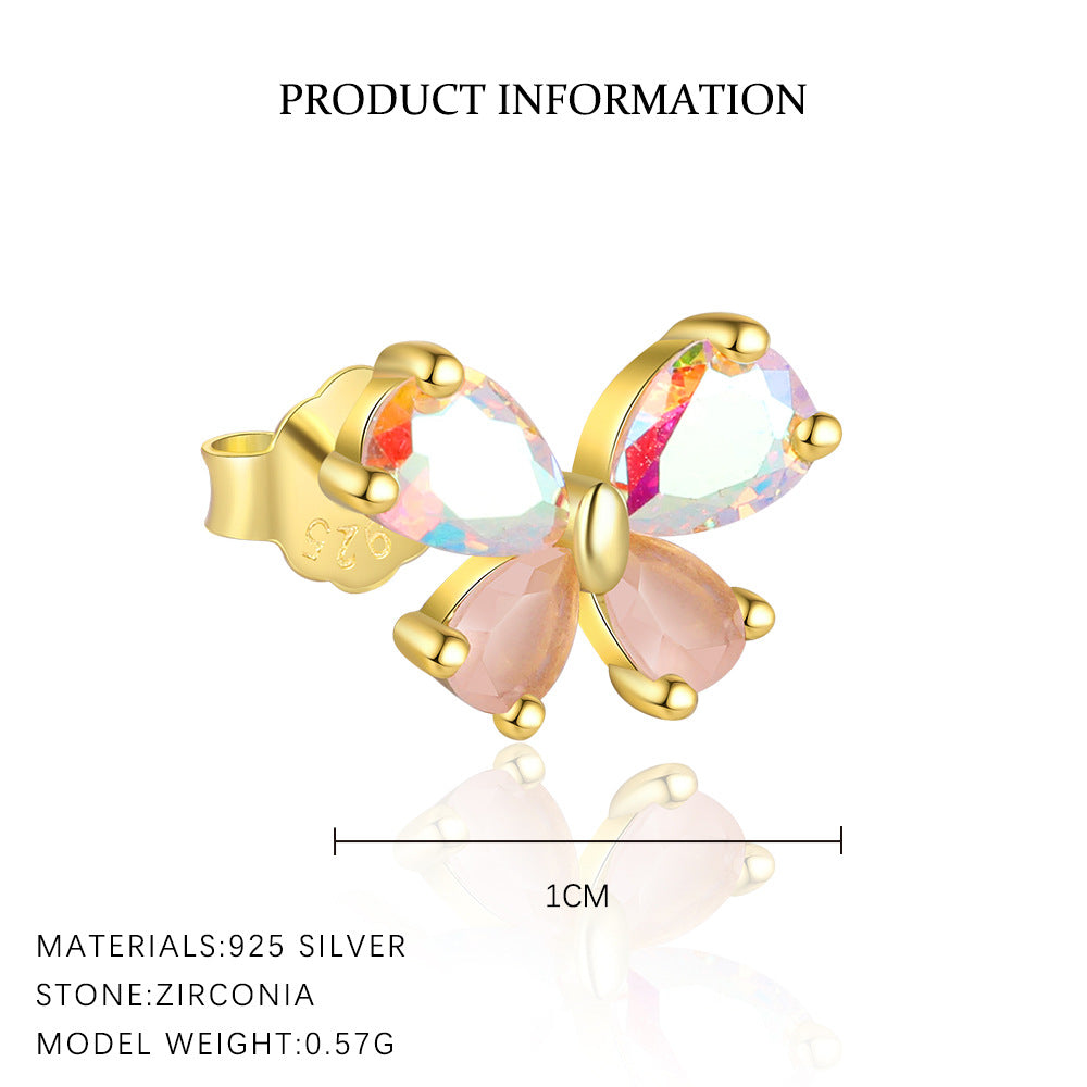 S925 Sterling Silver French Colored Zirconia Earrings for Women