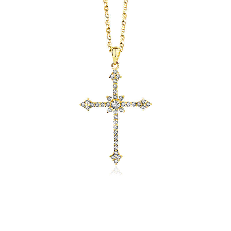 S925 Sterling Silver Zirconia Cross Necklace