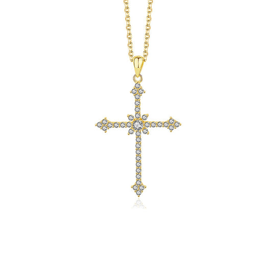 S925 Sterling Silver Zirconia Cross Necklace