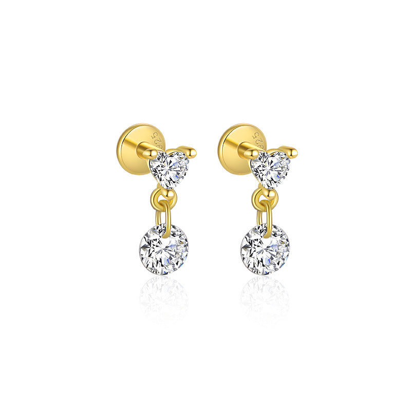 S925 Sterling Silver Tassel Zirconia Flat Earrings for Women