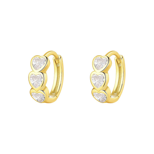 S925 Sterling Silver Heart Zircon Earrings for Women
