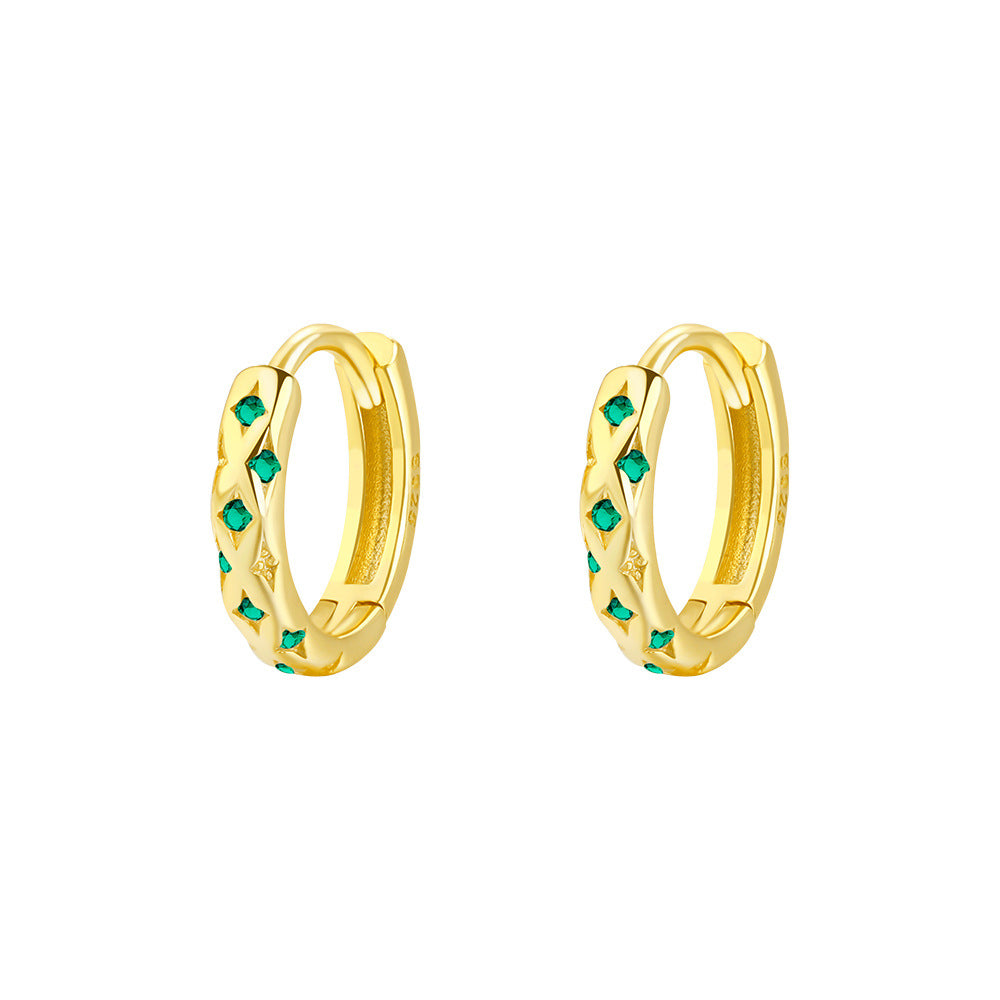 S925 Sterling Silver Star Zirconia Hoop Earrings