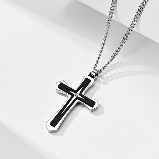 Stainless Steel Two-Tone Cross Necklace