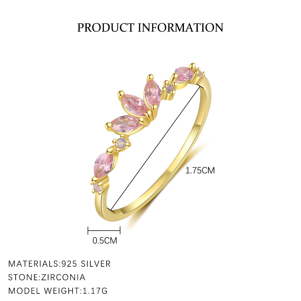 S925 Sterling Silver Colorful Diamond Flower Ring for Women